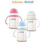 Richell 1 (1080)-Bình Ống Hút PPSU Richell 200ml (Trắng - Hồng - Xanh)